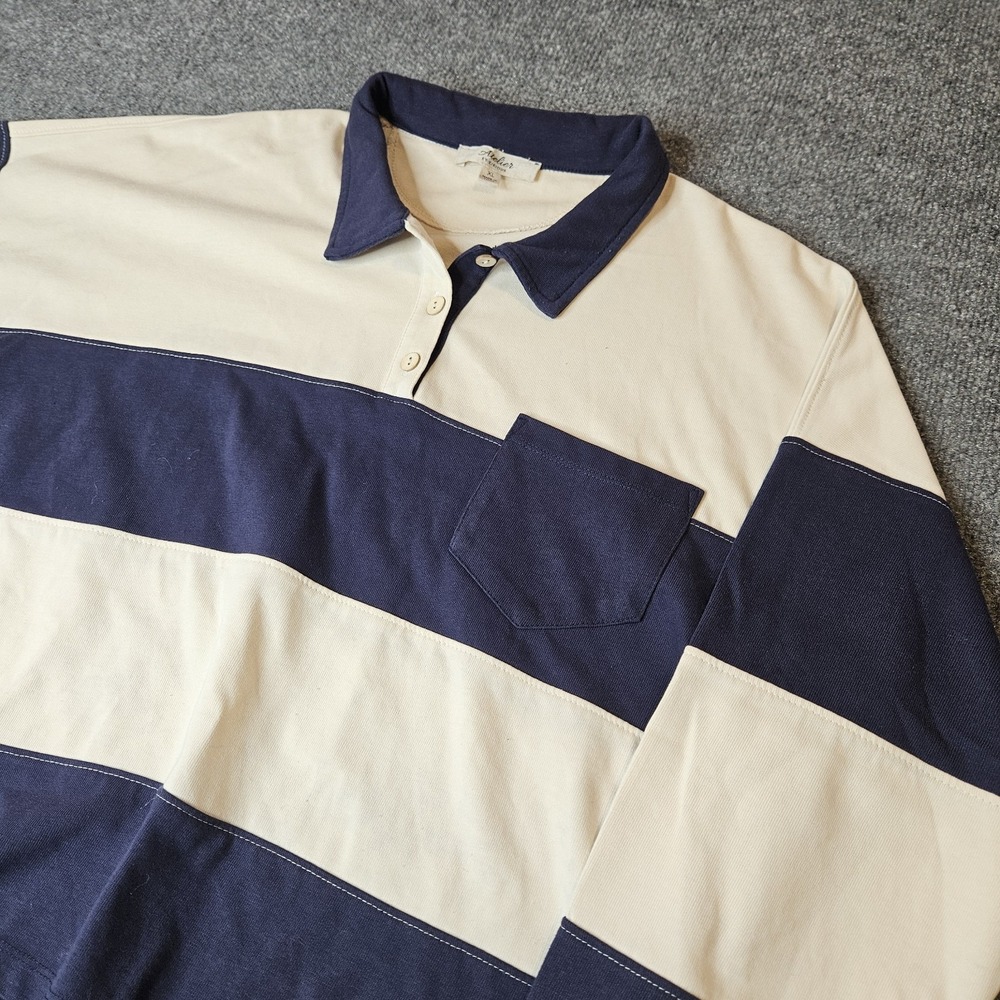 Atelier By Kirious Womens Rugby Stripe Polo Longsleeve Cropped‎ Size XL